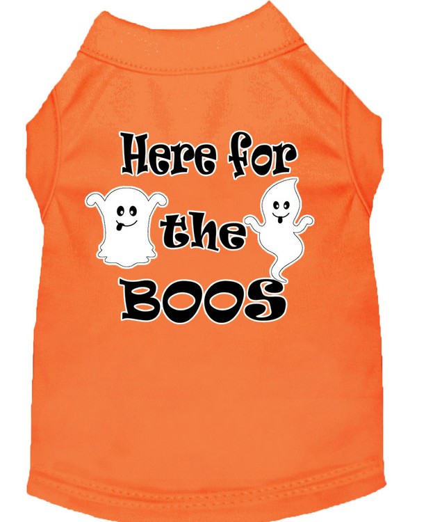 Here for the Boos Screen Print Dog Shirt Orange Med